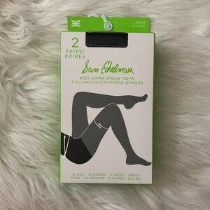 SAM EDELMAN Body Shaper Opaque Tights in Black (2 PAIRS) Sz LARGE
